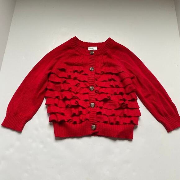 Hanna Andersson Apple Red Ruffle Cardigan Sweater - Picture 1 of 2